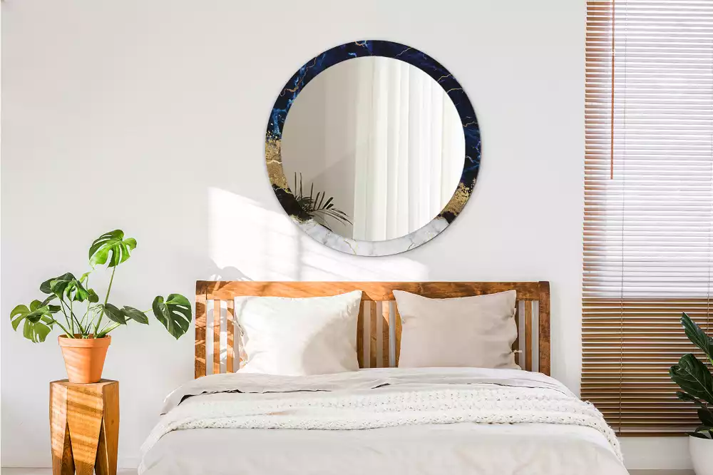 Lustro ścienne dekoracyjne w kolorze niebieskiego marmuru