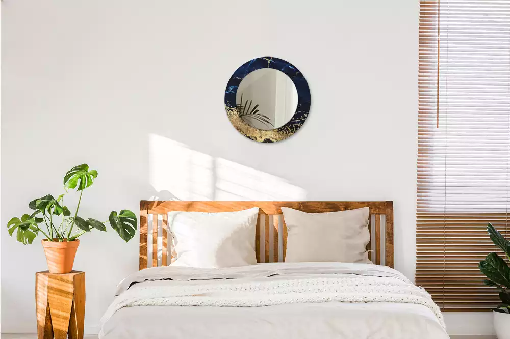 Lustro ścienne dekoracyjne w kolorze niebieskiego marmuru