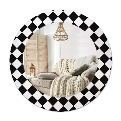 Lustro z drukowaną ramką okrągłe Szachy biurko