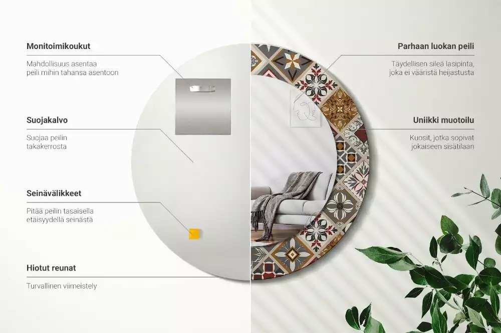 Lustro z ramą z nadrukiem w turecki wzór