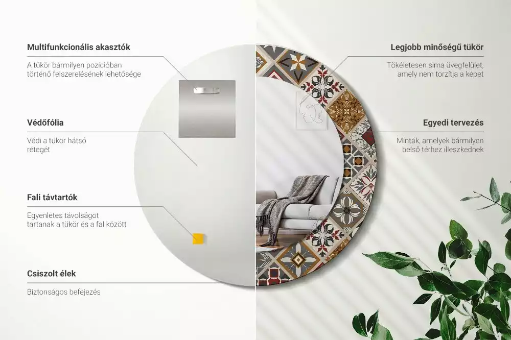 Lustro z ramą z nadrukiem w turecki wzór