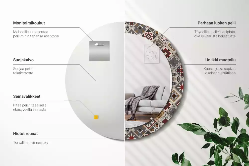 Lustro z ramą z nadrukiem w turecki wzór