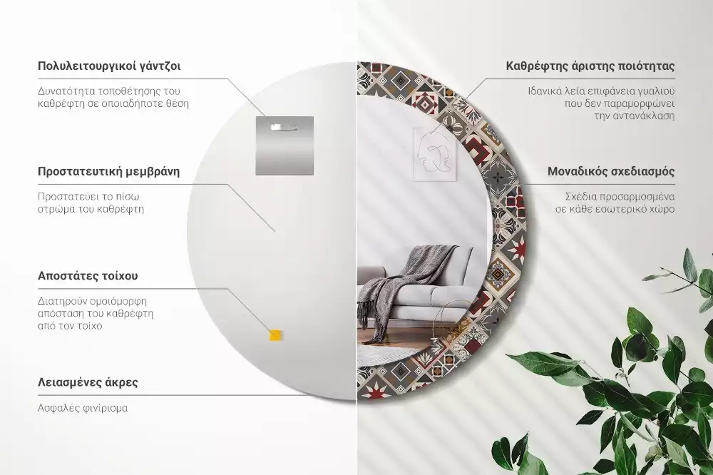 Lustro z ramą z nadrukiem w turecki wzór