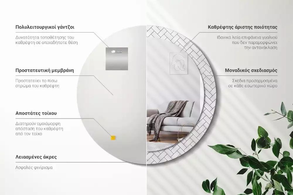 Lustro z drukowaną ramką w wzór jodełki