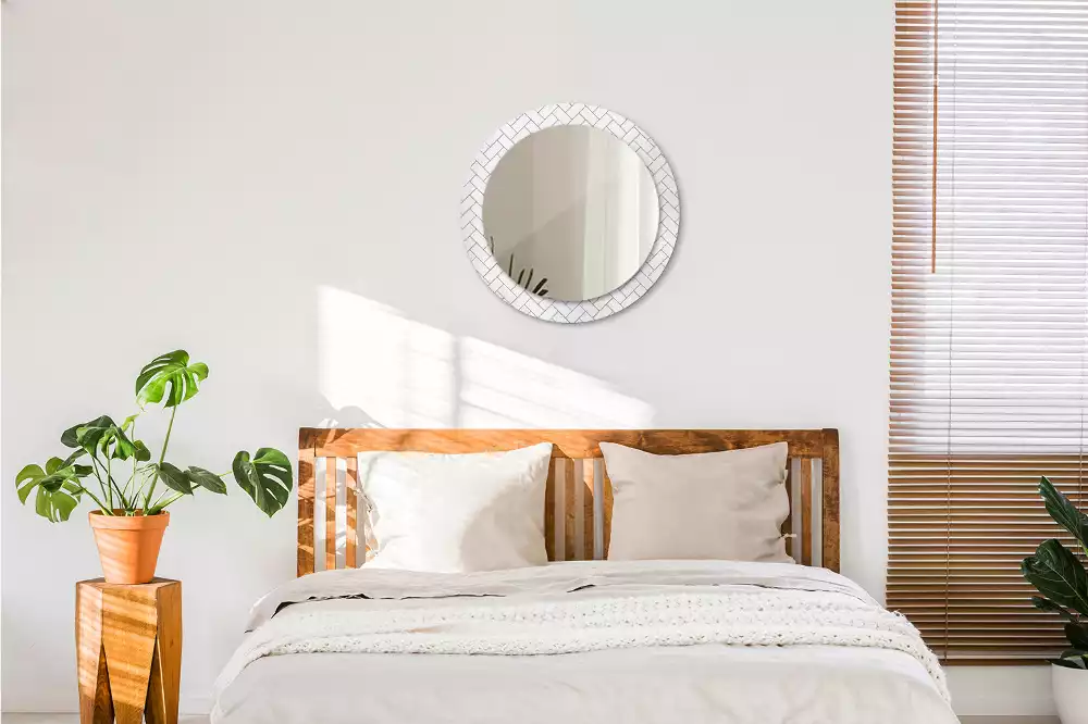 Lustro z drukowaną ramką w wzór jodełki