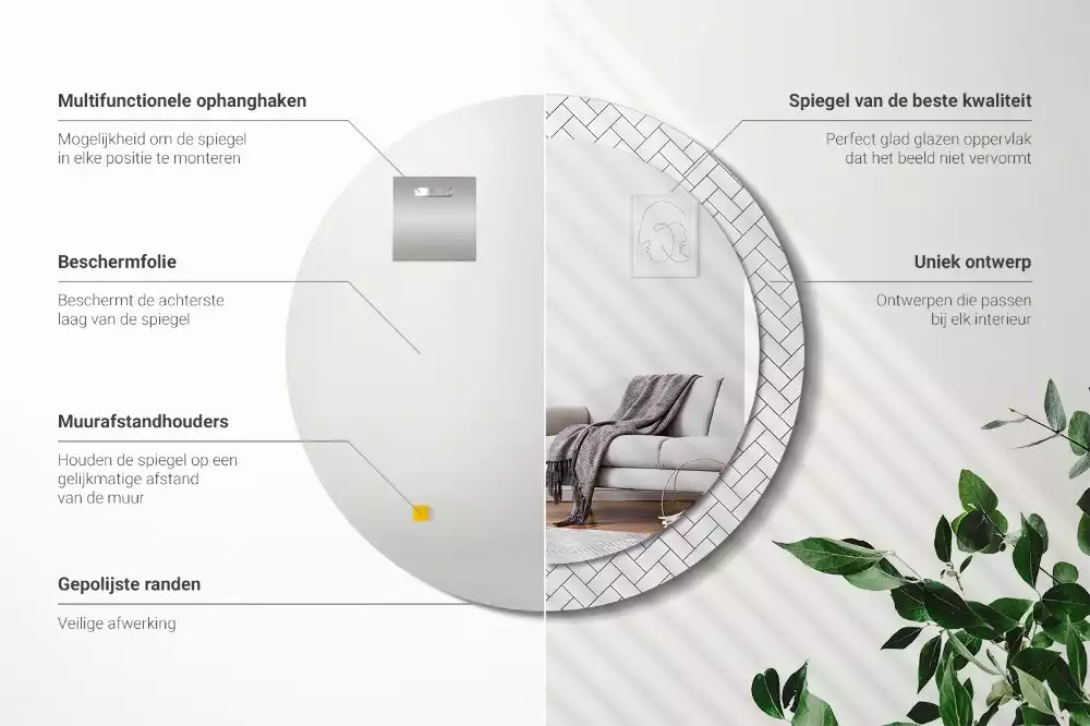 Lustro z drukowaną ramką w wzór jodełki