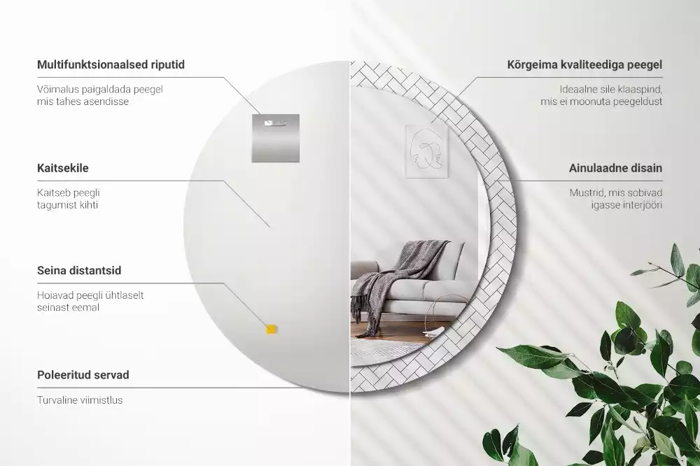 Lustro z drukowaną ramką w wzór jodełki