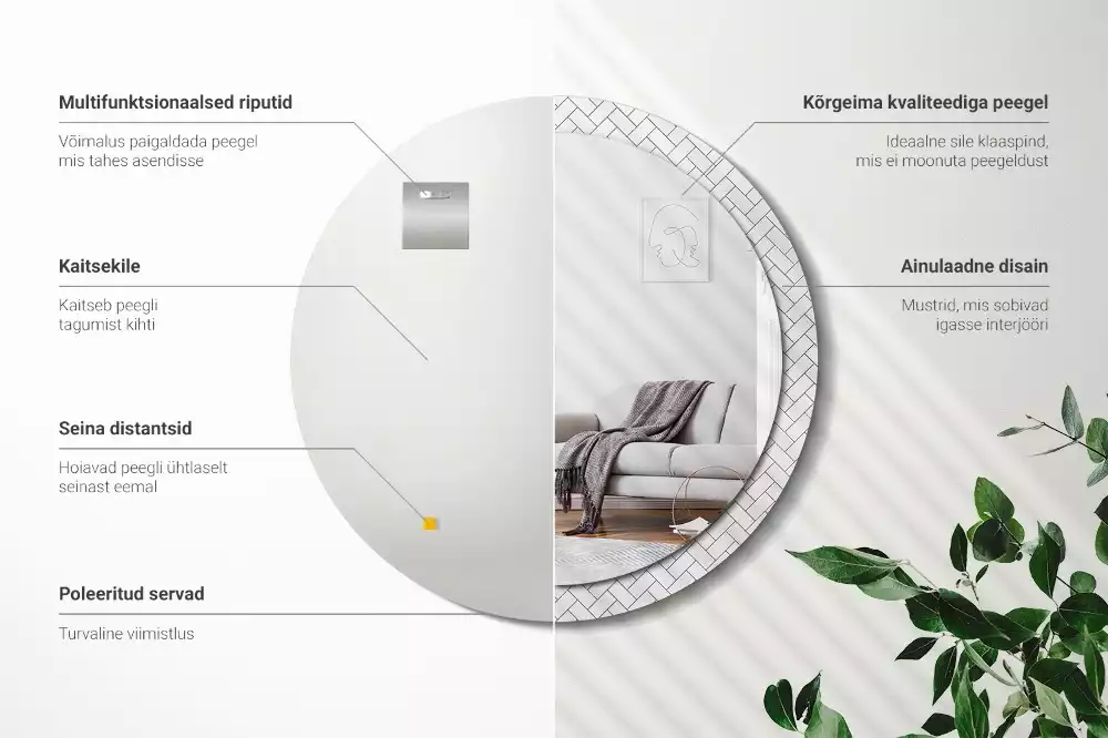 Lustro z drukowaną ramką w wzór jodełki