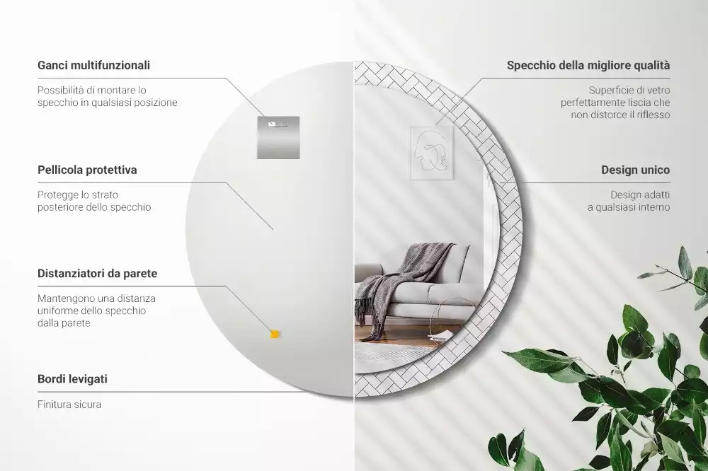 Lustro z drukowaną ramką w wzór jodełki