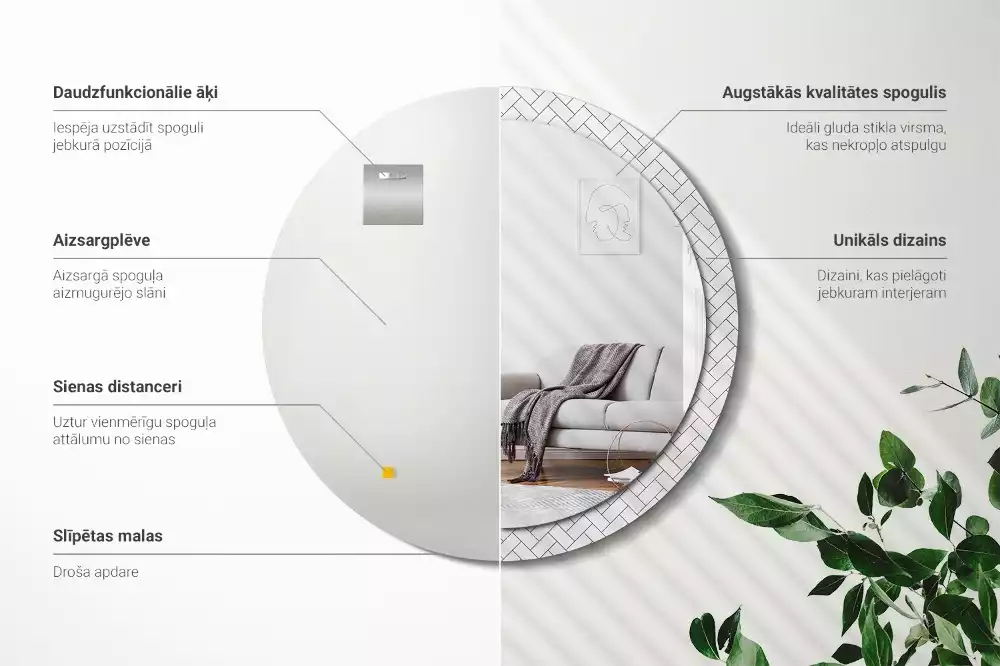 Lustro z drukowaną ramką w wzór jodełki