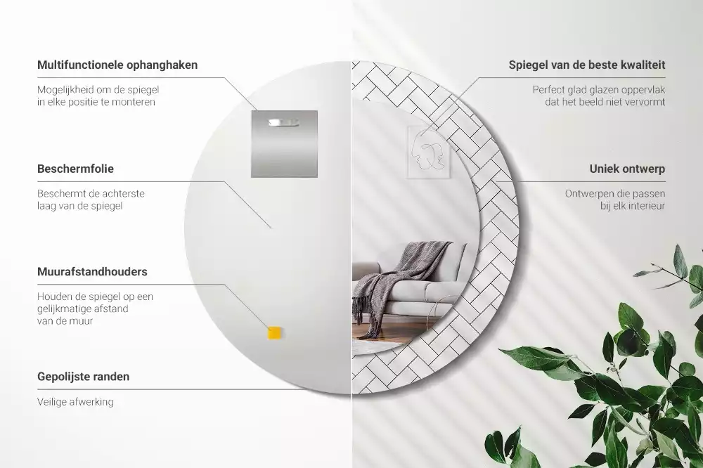 Lustro z drukowaną ramką w wzór jodełki