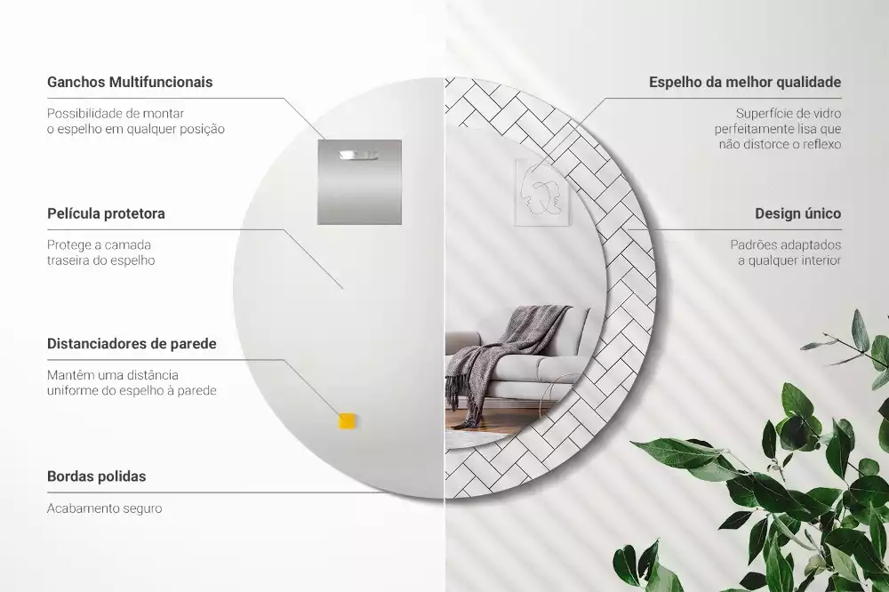 Lustro z drukowaną ramką w wzór jodełki