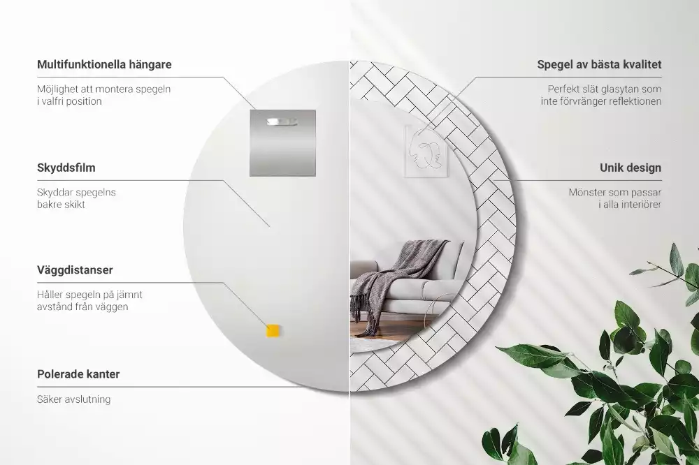 Lustro z drukowaną ramką w wzór jodełki