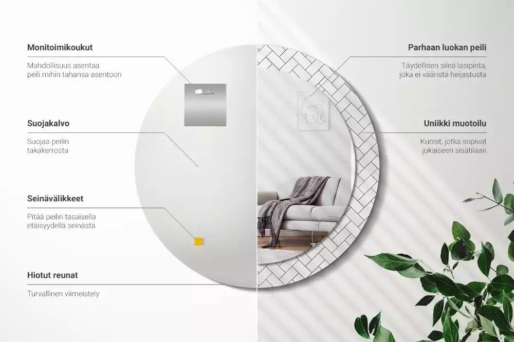 Lustro z drukowaną ramką w wzór jodełki