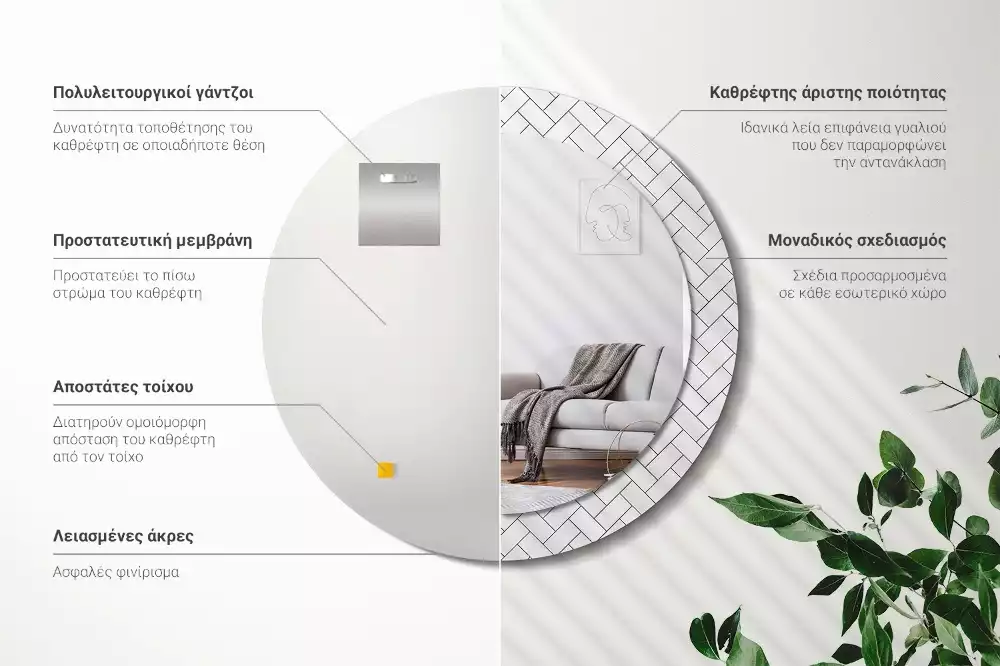 Lustro z drukowaną ramką w wzór jodełki