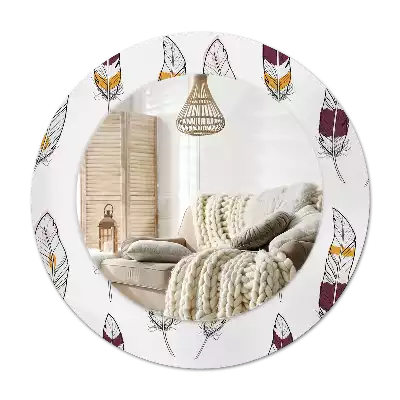 Lustro z drukowaną ramką w motywie piór