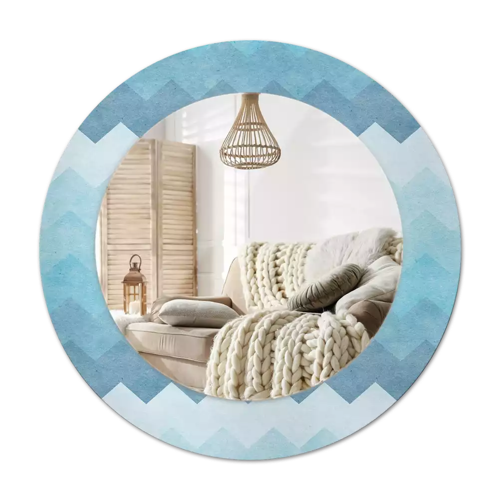 Lustro z drukowaną ramką w niebieski szewron