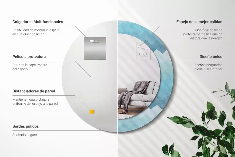 Lustro z drukowaną ramką w niebieski szewron