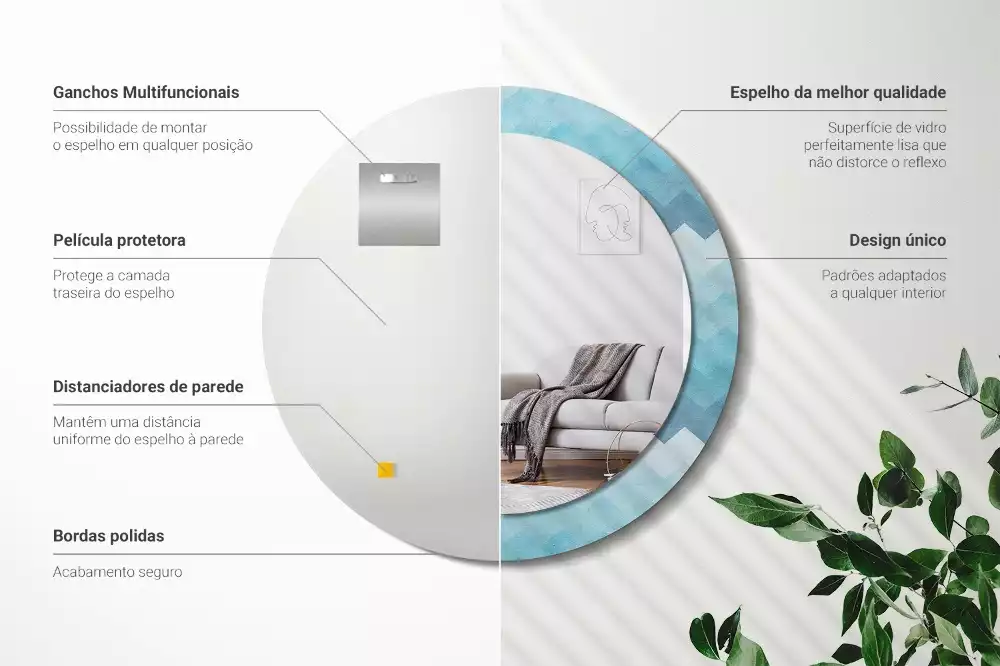 Lustro z drukowaną ramką w niebieski szewron