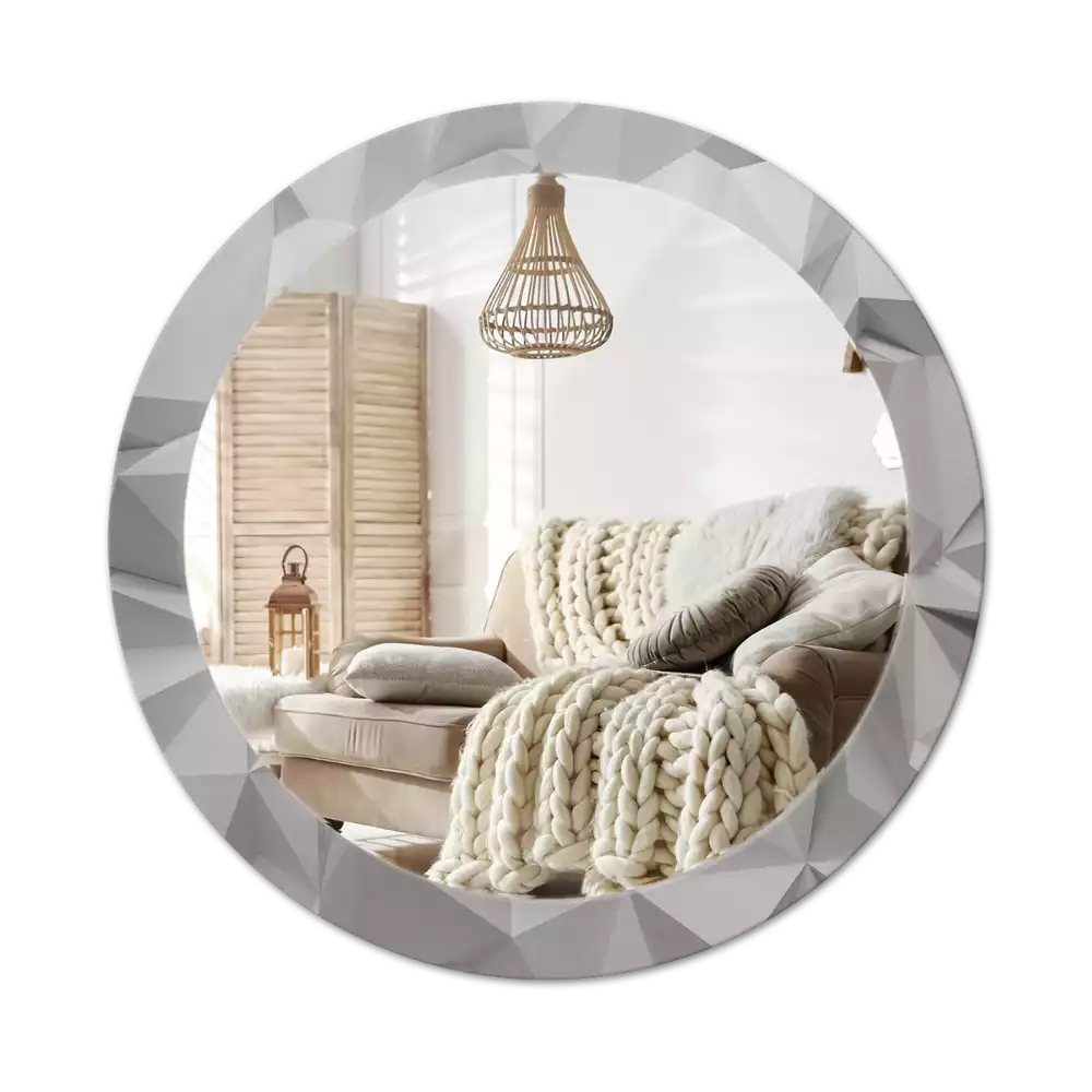 Lustro ścienne dekoracyjne z abstrakcyjnym wzorem białego kryształu