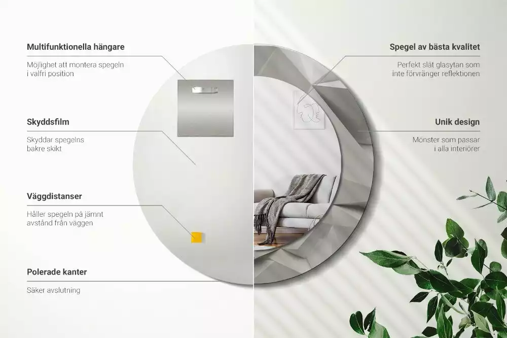 Lustro ścienne dekoracyjne z abstrakcyjnym wzorem białego kryształu