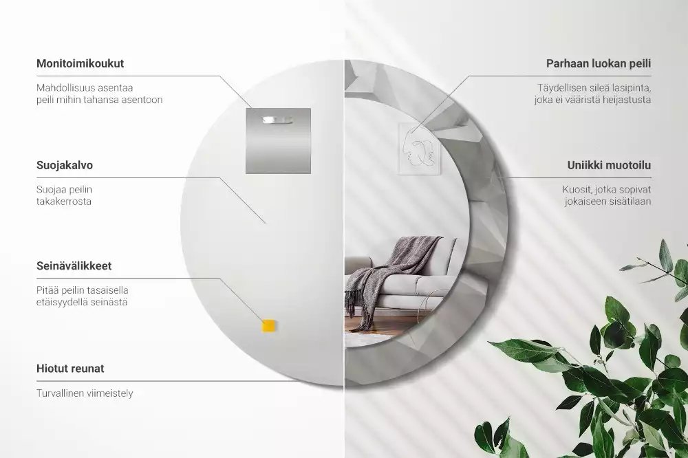 Lustro ścienne dekoracyjne z abstrakcyjnym wzorem białego kryształu