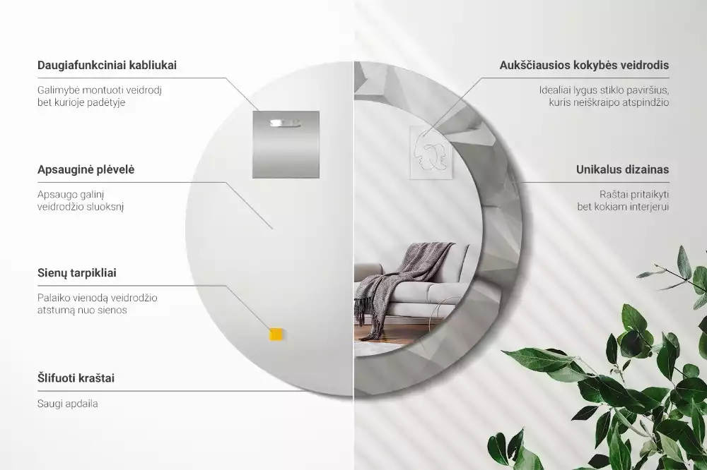 Lustro ścienne dekoracyjne z abstrakcyjnym wzorem białego kryształu