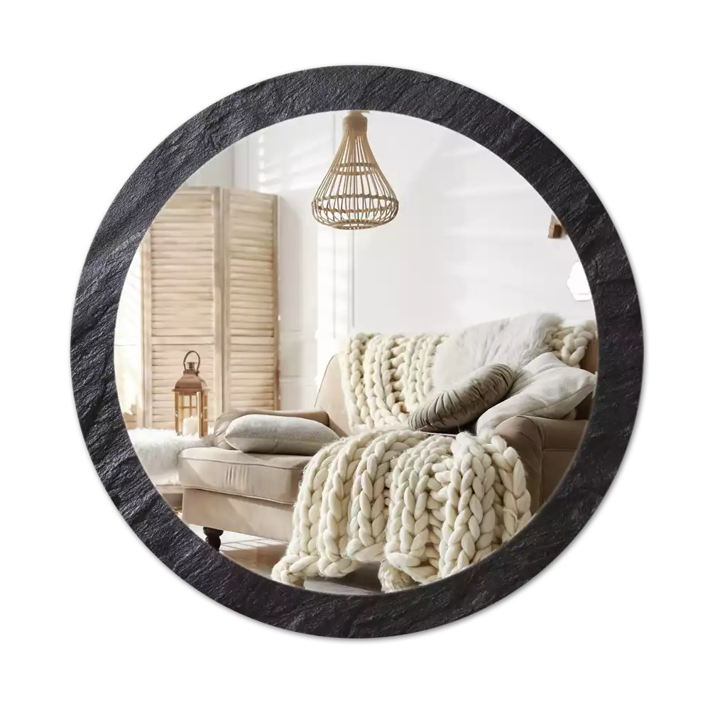 Lustro ścienne dekoracyjne w kolorze czarnego kamienia