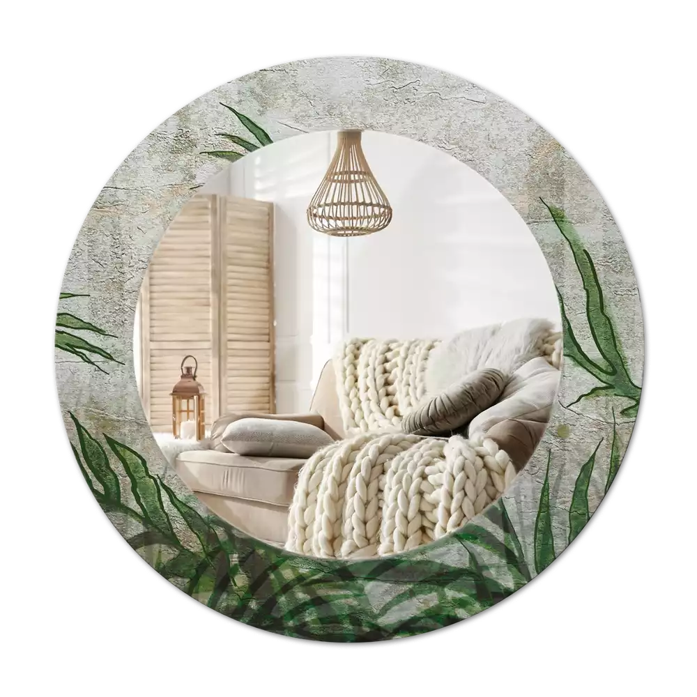 Lustro z drukowaną ramką o motywie liści paproci