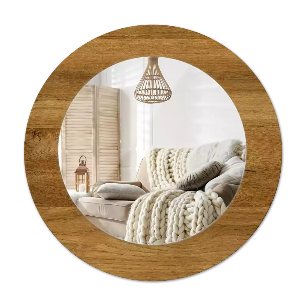 Lustro ścienne dekoracyjne w kolorze rustykalnego dębu