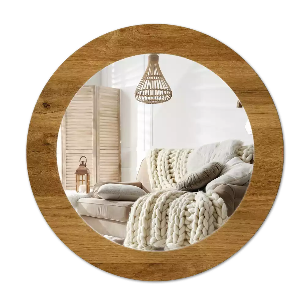 Lustro ścienne dekoracyjne w kolorze rustykalnego dębu