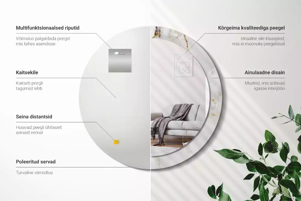 Lustro ścienne dekoracyjne w kolorze błyszczącego marmuru