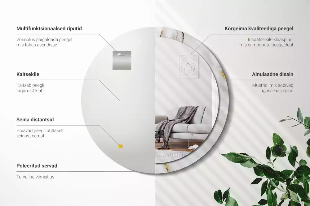 Lustro ścienne dekoracyjne w kolorze błyszczącego marmuru