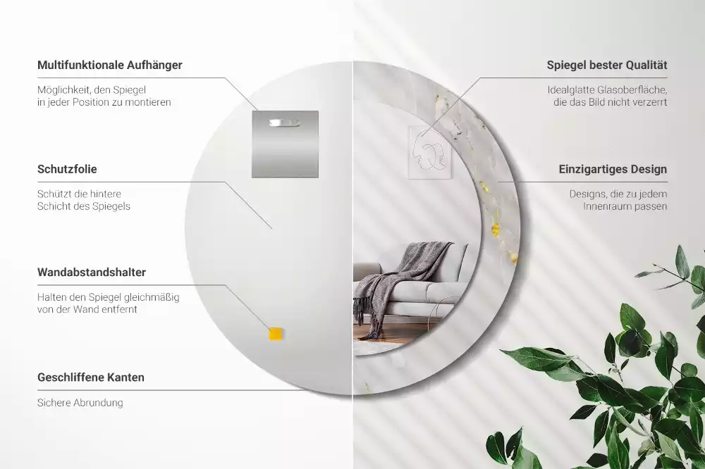 Lustro ścienne dekoracyjne w kolorze błyszczącego marmuru