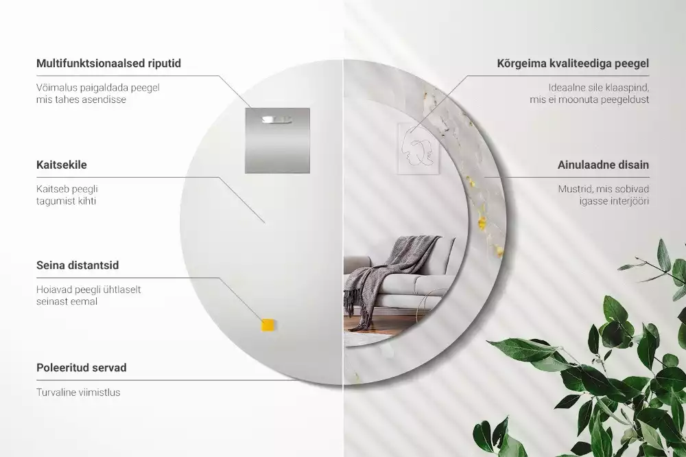 Lustro ścienne dekoracyjne w kolorze błyszczącego marmuru