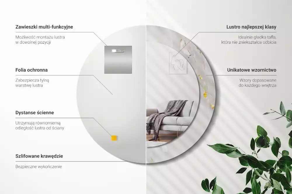 Lustro ścienne dekoracyjne w kolorze błyszczącego marmuru