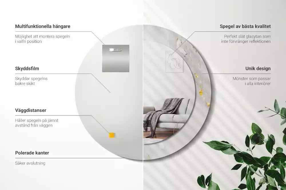 Lustro ścienne dekoracyjne w kolorze błyszczącego marmuru