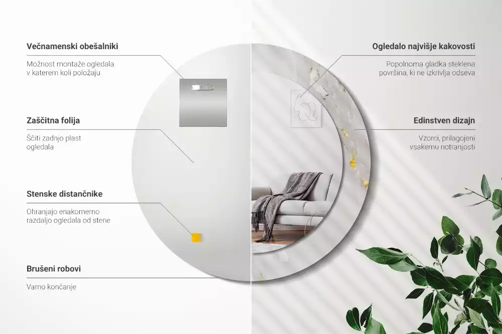 Lustro ścienne dekoracyjne w kolorze błyszczącego marmuru