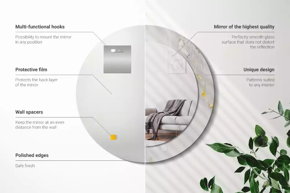 Lustro ścienne dekoracyjne w kolorze błyszczącego marmuru