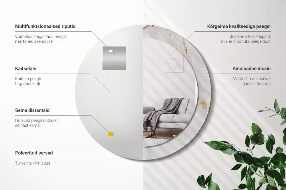 Lustro ścienne dekoracyjne w kolorze błyszczącego marmuru