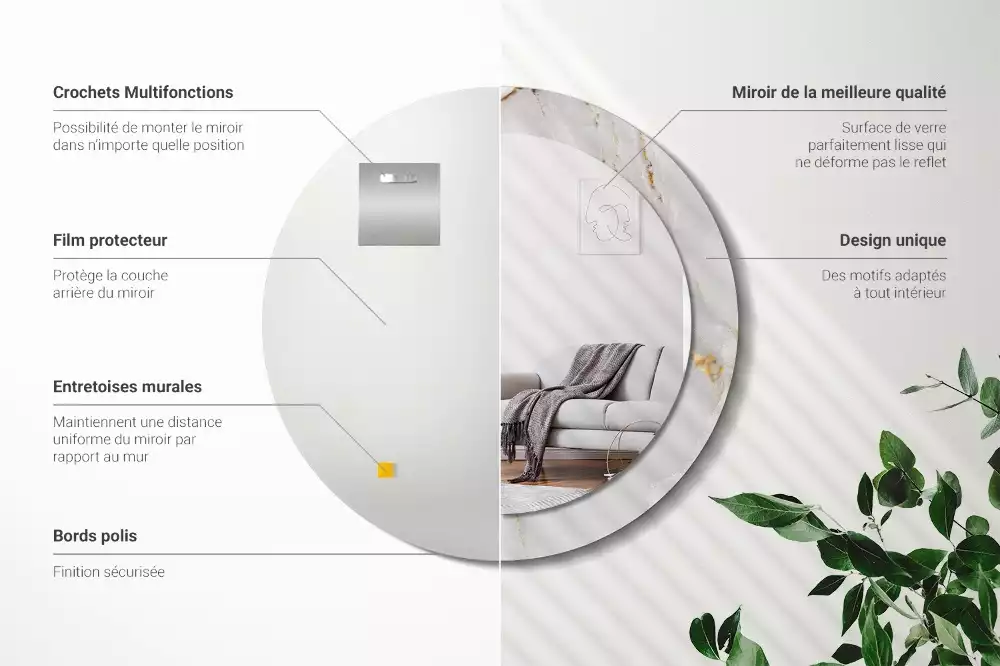 Lustro ścienne dekoracyjne w kolorze błyszczącego marmuru