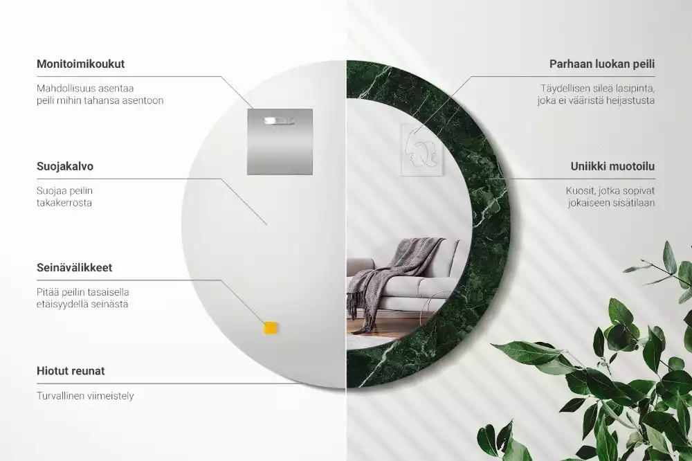 Lustro ścienne dekoracyjne w motywie zielonego marmuru