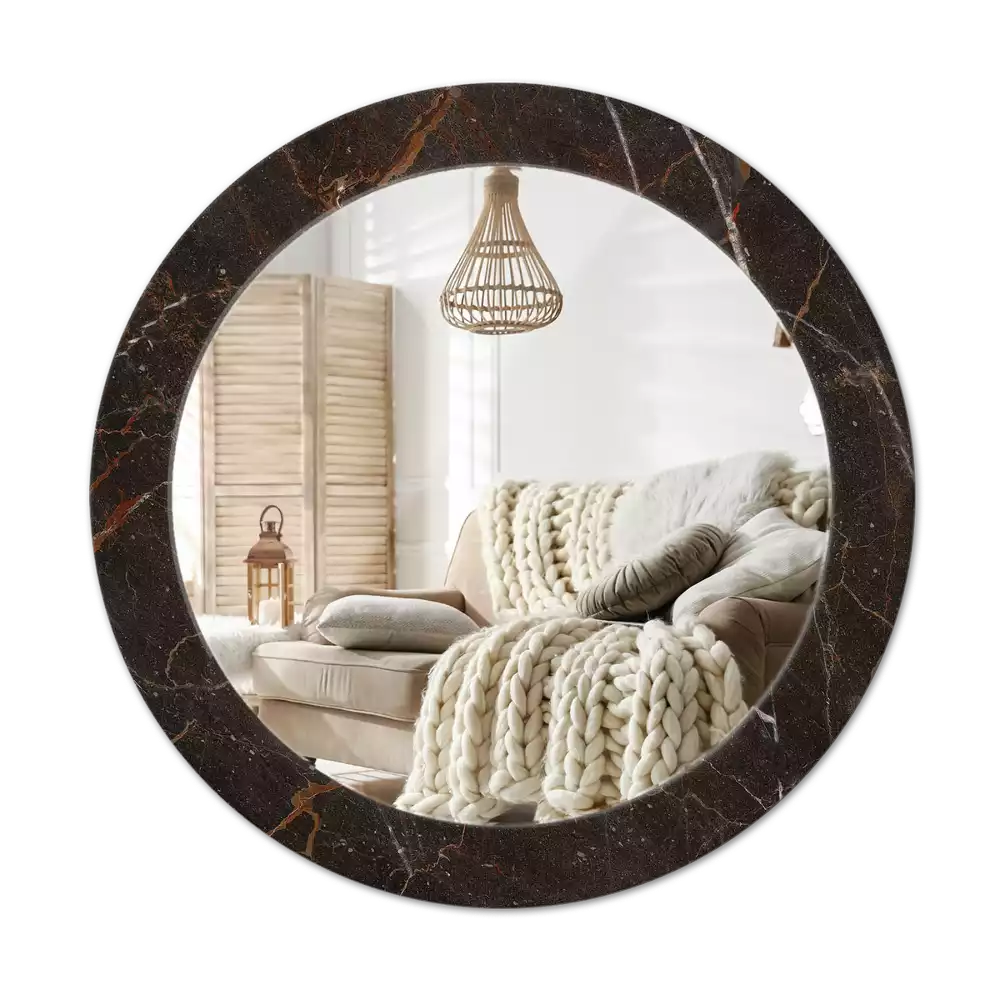 Lustro z drukowaną ramką w motywie brązowego marmuru