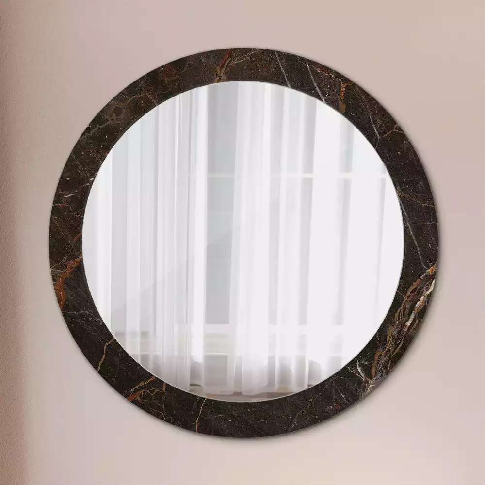 Lustro z drukowaną ramką w motywie brązowego marmuru