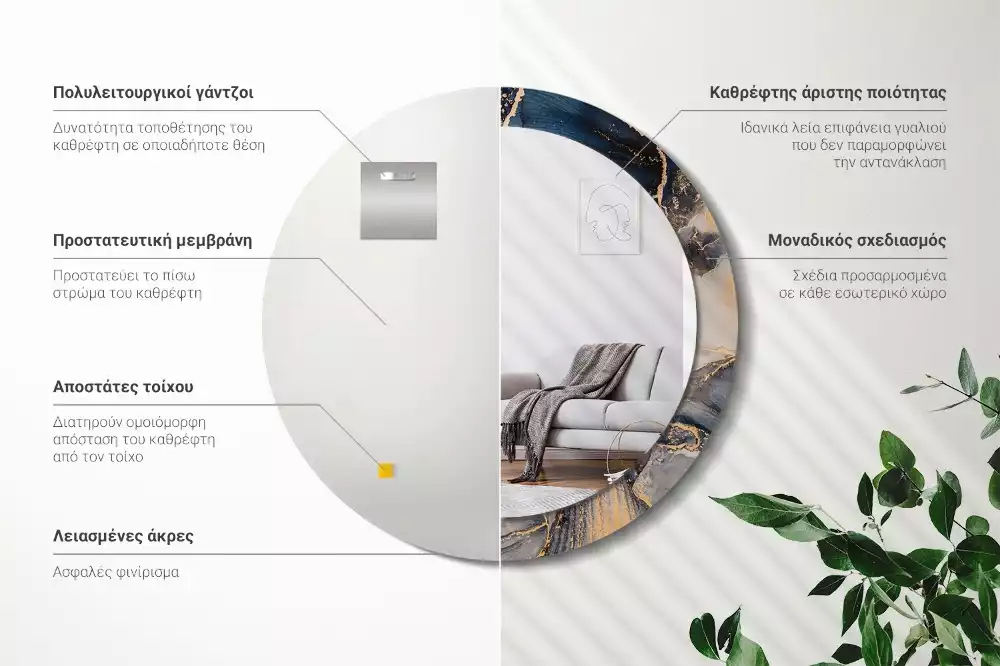 Lustro z drukowaną ramką w motywie abstrakcyjnych farb