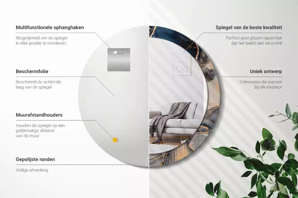 Lustro z drukowaną ramką w motywie abstrakcyjnych farb