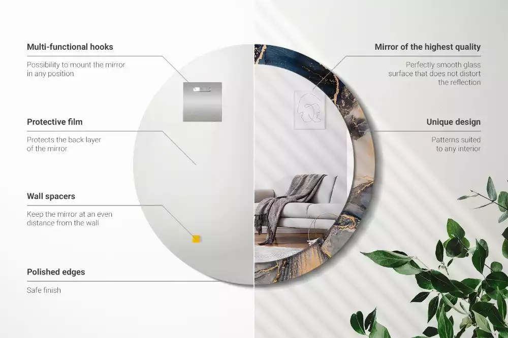 Lustro z drukowaną ramką w motywie abstrakcyjnych farb