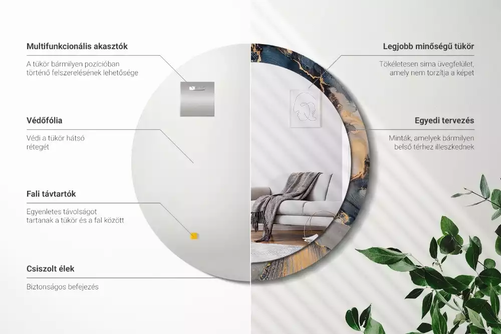 Lustro z drukowaną ramką w motywie abstrakcyjnych farb