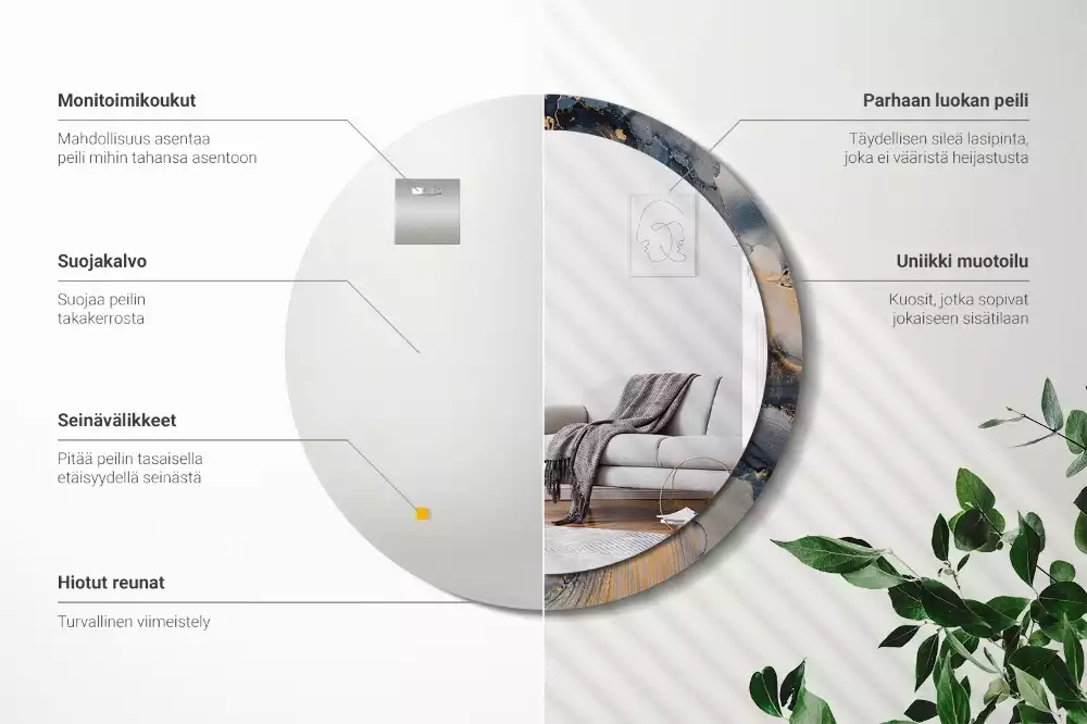 Lustro z drukowaną ramką w motywie abstrakcyjnych farb