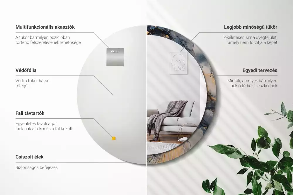 Lustro z drukowaną ramką w motywie abstrakcyjnych farb